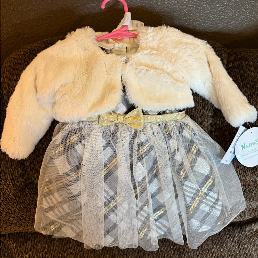 Nannette Cream and Gold Tulle Dress